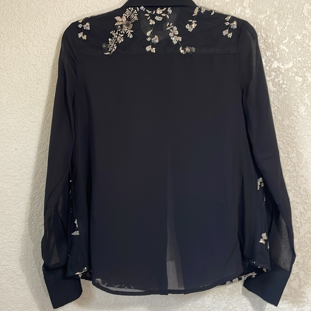Worthington  Black Sequin Sheer Blouse - Picture 8 of 9